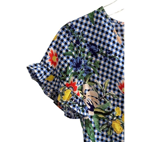 Hayden Los Angeles Gingham & Floral Faux Wrap Dress with Tie Waist – Size M - Picture 6 of 10